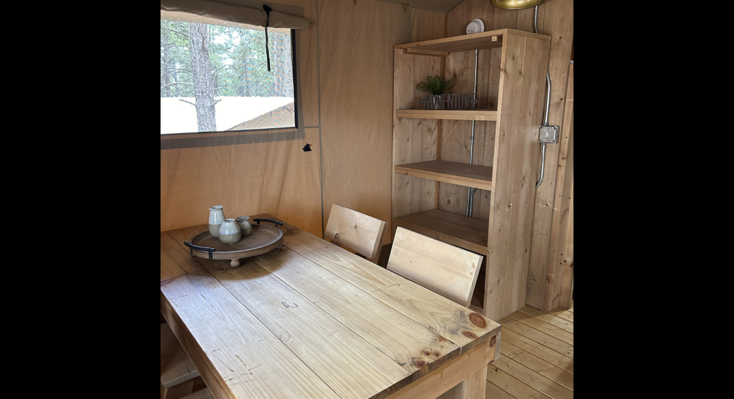 htr door county glamping tent dining